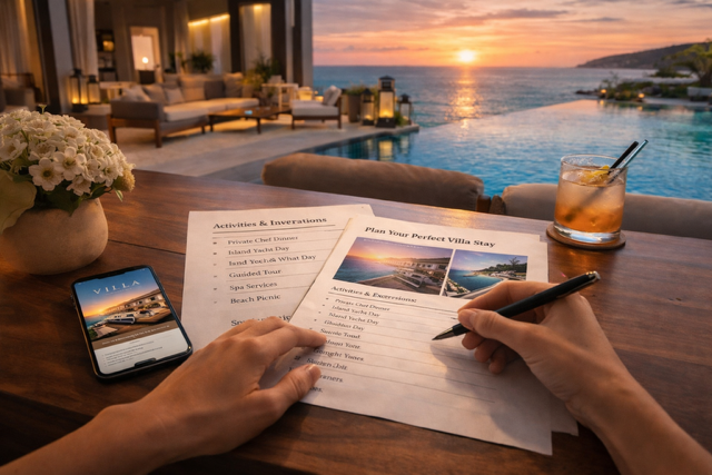 Planning details and experiences for a luxury villa vacation