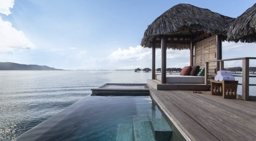 Ultra luxury villa in Bora Bora resort with private pool and lagoon view