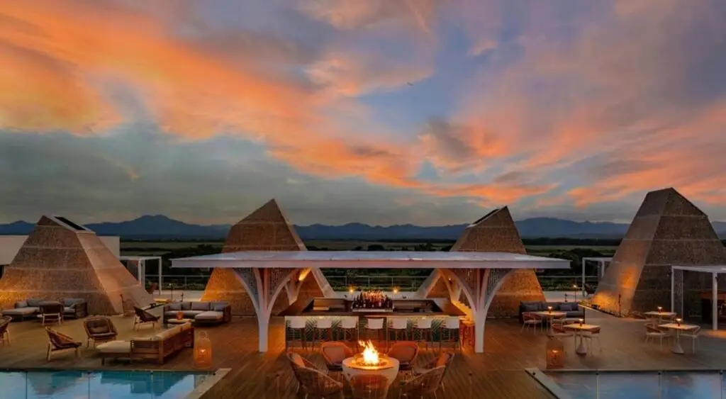 Outdoor dinning at a luxury Punta Cana villa with sunset views