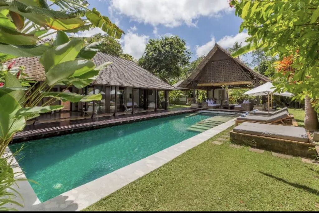 bali luxury villa private pool surrounded by tropical jungle