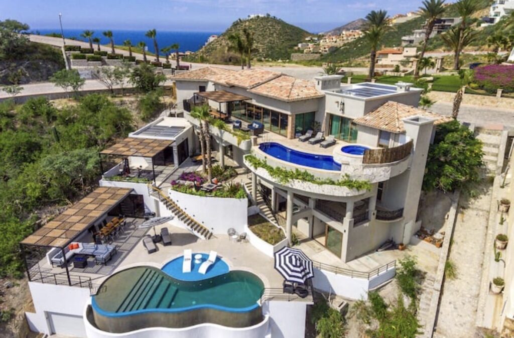 Luxury hillside villa in Cabo San Lucas with infinity pools and ocean views