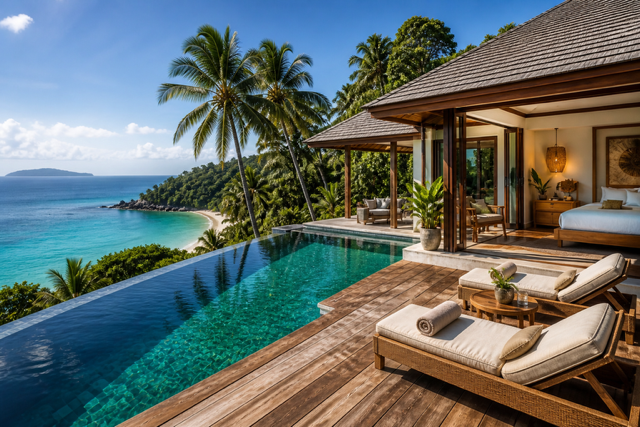 Mid-range luxury villa in the Philippines with private infinity pool and ocean view